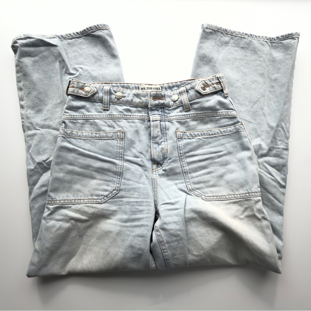 Free People We the Free Palmer Cuffed Jeans Daydream Blue Size 27 - Picture 7 of 8